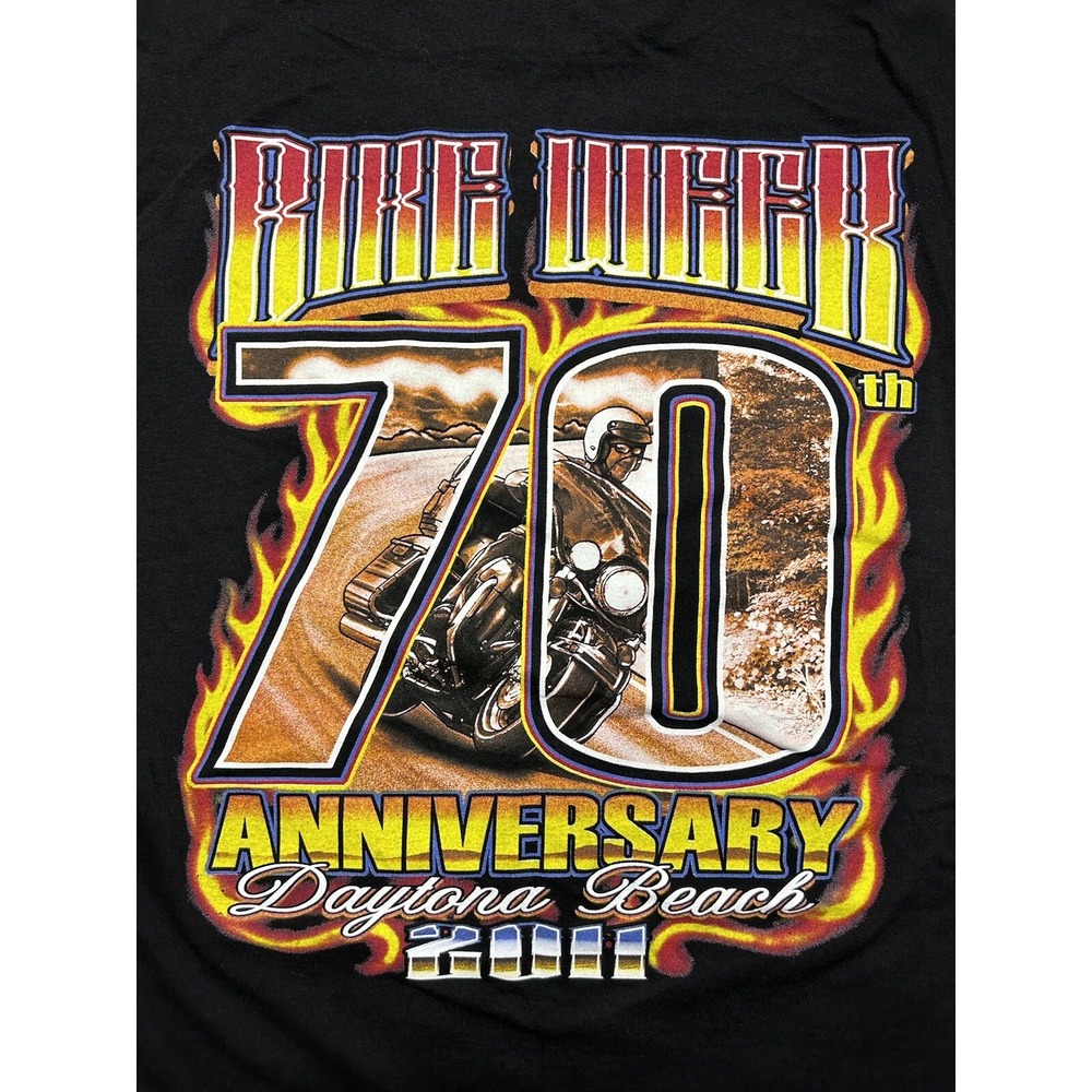 Harley 70th Anniversary Daytona Beach Bike Week Men's T-Shirt 2011 Tultex Large